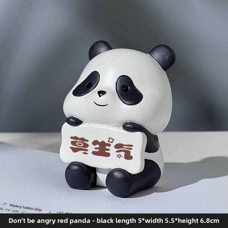 Little Panda Handmade Figurine, Cute Cake for Car Decoration, Tabletop Resin Small Handicraft, Small Animal Toy