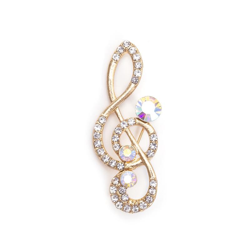 Fashion Creative Musical Note Corsage Light Luxury Brooch Pin Full Rhinestone Clothing Accessories For Women Suit Shiny Jewelry