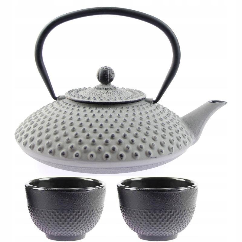 CAST IRON KETTLE 1.25L TEA TEAPERTAIN + 2x CUPS