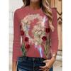 Graphic Print T-shirt, Casual and Fashionable Versatile Long-sleeve Crewneck Casual Top, for Spring and Autumn, Women's Apparel-085 Positioning