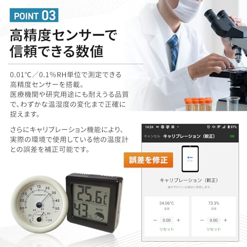 Intelligentes Thermometer/Hygrometer, Bluetooth Digitales Thermometer/Hygrometer, Smarter Sensor, Datenspeicherung, Kompaktes rundes Design (3 Pack)