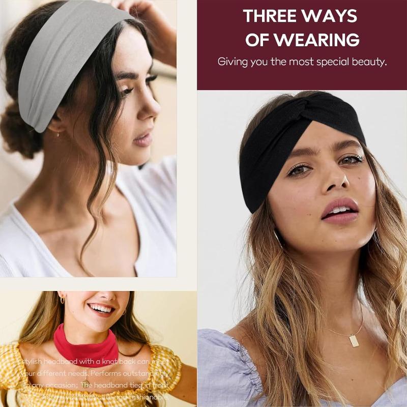 Simple Solid Color Cross Knotted Elastic Wide Headband Women Unisex Sports Yoga Hair Bands Headscarf Headwear