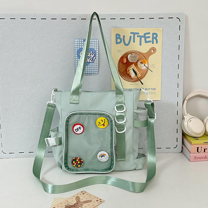 Mori Pain Bag Versatile Tote Bag ins Wind Transparent Shoulder Bag Women's Large Capacity Campus Student Versatile Messenger Bag