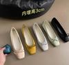 Elegant Woman Silks Bow Flats Fashion Square Toe Shallow Mary Jane Shoes Soft Casual Ballet Shoes for Women Slip On Dress Shoes