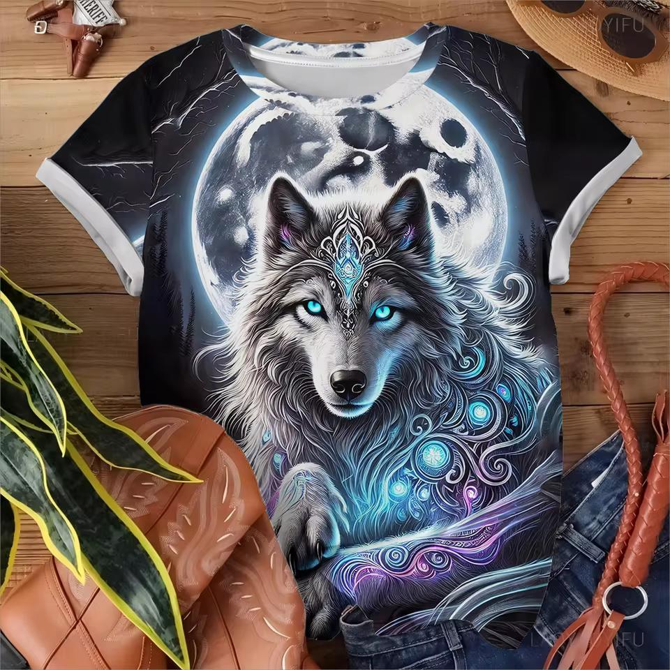 Women's Round Neck T-shirt Summer Casual Fashion Short-sleeved Top 3D Cat Print Animal Pattern Large Size Women's Clothing