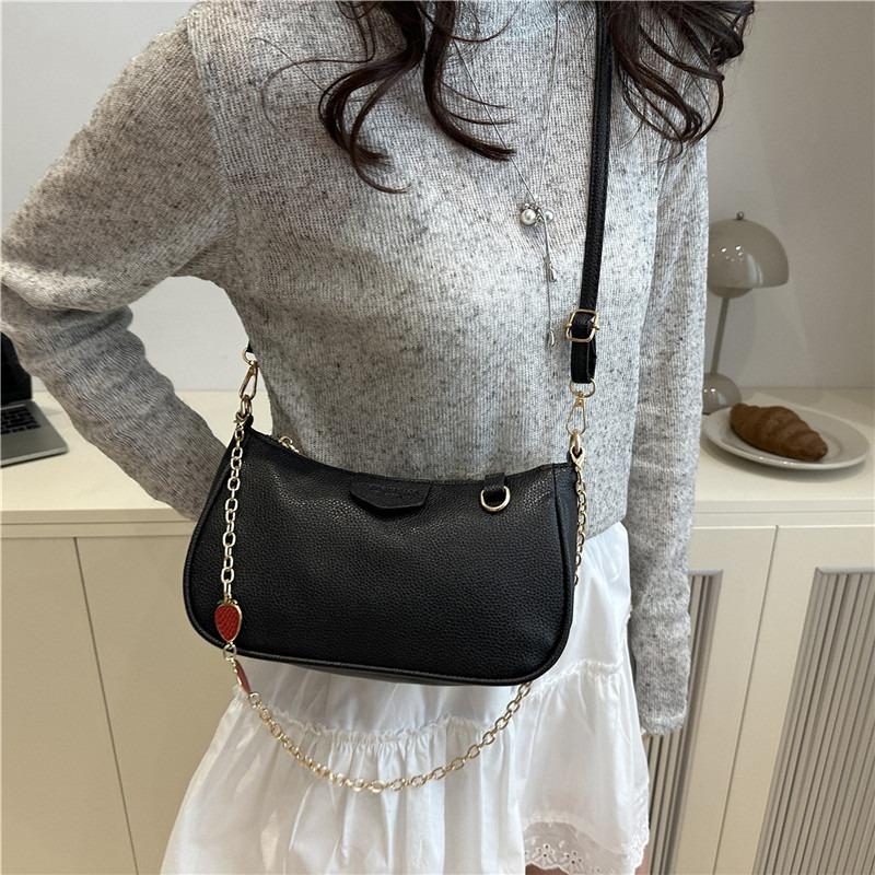 New Lychee Pattern Women's Bags, Armpit Bags, Casual Fashion Chains, Portable Shoulder Bags, Retro Trendy Commuter Bags