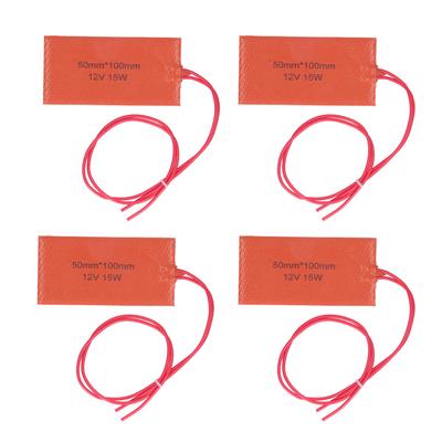 4 Pezzi Tappetino Riscaldante in Gomma Siliconica Riscaldatore Flessibile per Coperta Elettrica Barile di Olio 12V 15W
