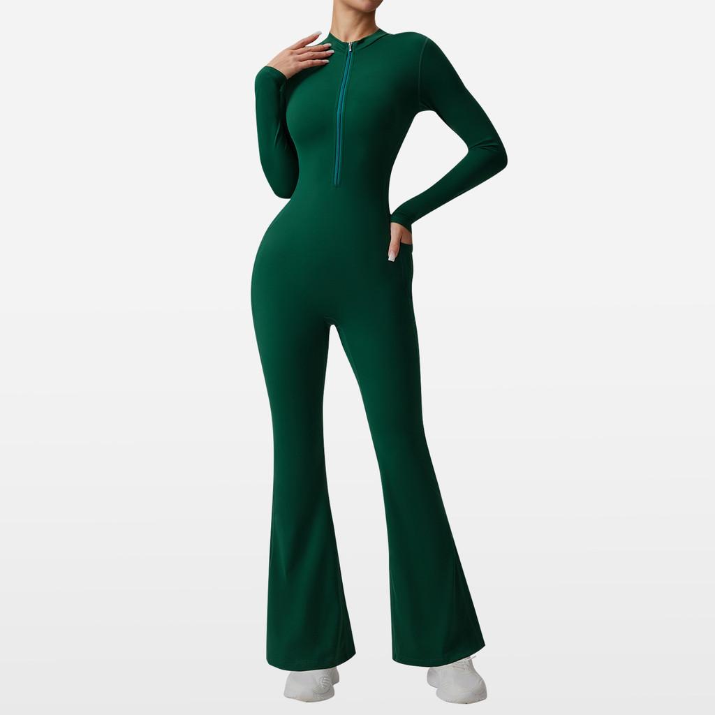 Yoga Jumpsuit With Moisturewicking Fabric Long Sleeve For Fitness And Workout