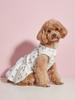 Dog Dress Girl Dog Sleeveless  Clothes Embroidered Flower Pet Apparel Doggie Tulle Bowknot  Cat Clothing Puppy Dresses