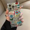 Clear Square Back Tube Case Protection For iPhone 16 ProMax 15 Plus 12 13 14 Pro Max 11 Anti-Oxygen,Love Graffiti Pattern Casing