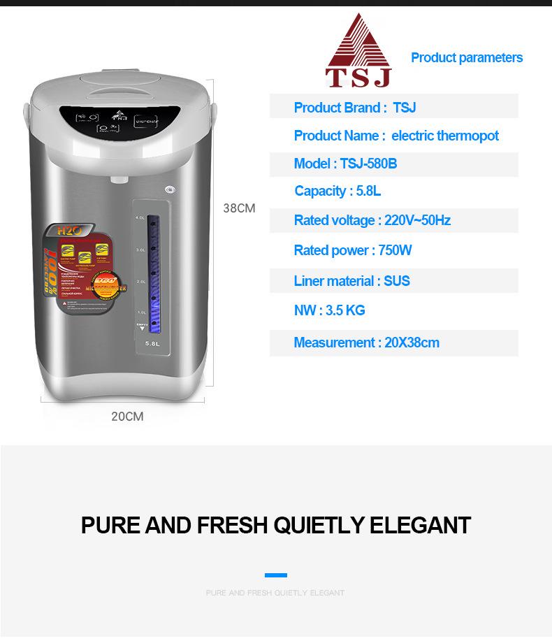TSJ Stainless Steel Electric Kettle 110V/220V with Automatic Insulation