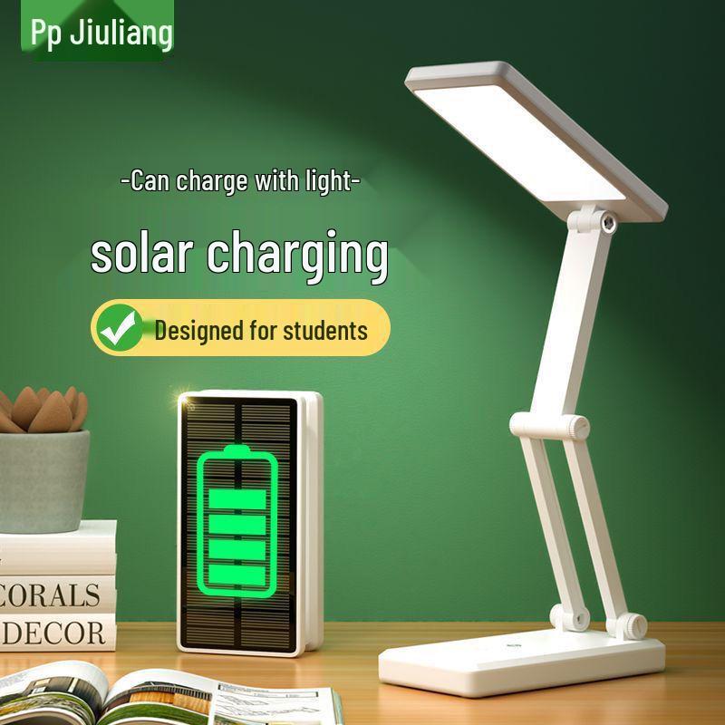 Jiuliang LED Solar Charging Desk Lamp 666T - Foldable Eye Protection Reading Light for Students