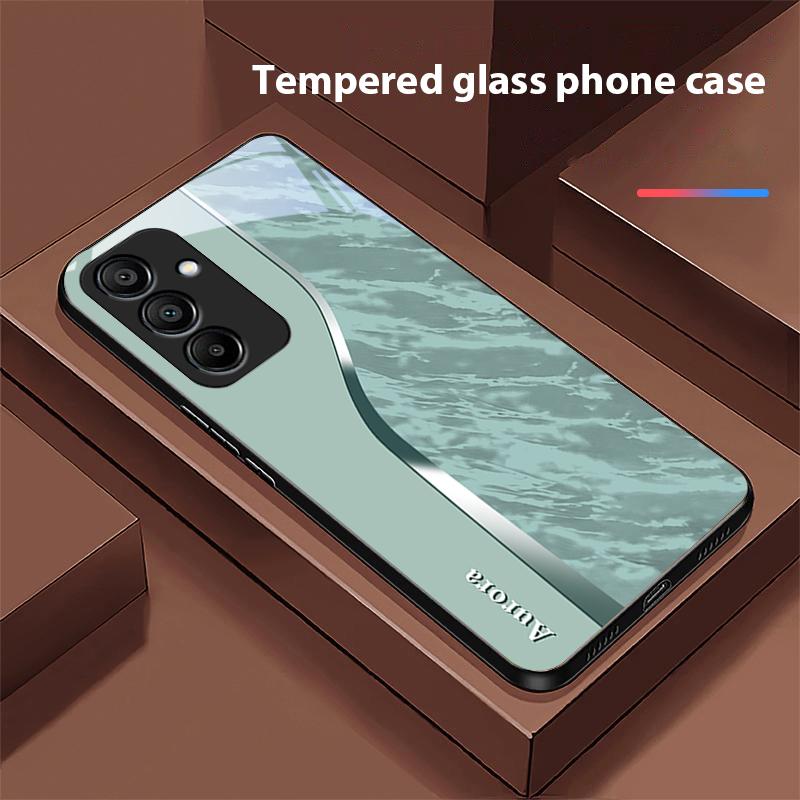 Fialový vzor vody Pro Samsung Galaxy A15 5G 54 4G 51 50 24 35 90 71 12 51 53 52S 80 22 34 Černý tvrzený skleněný kryt na telefon