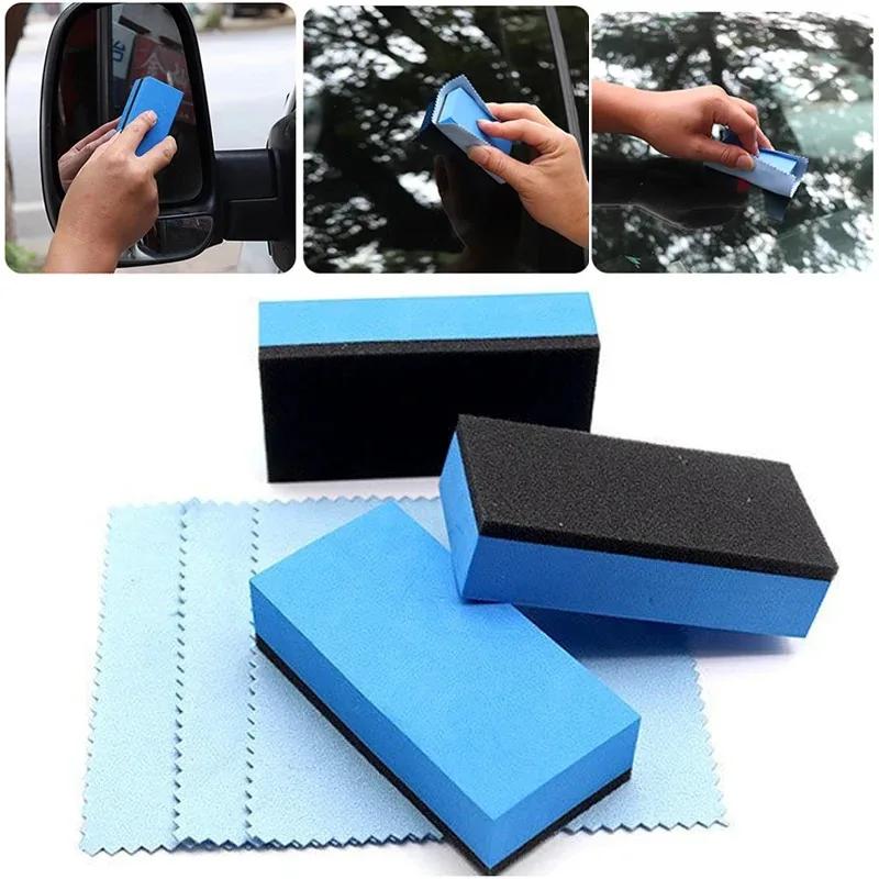 Ceramic Coating Applicator Kit – Blue Sponge & Microfiber Cloth for Car Wax, Nano Glass & Paint Protection