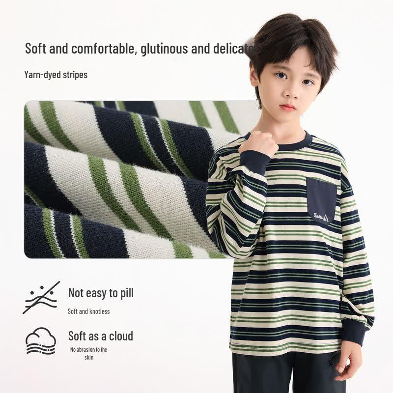Xiaoyinman Boys' Retro Stripe Long Sleeve T-Shirt