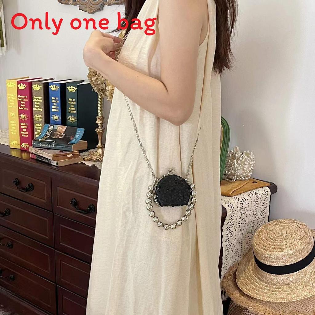 Acrylic Mini Box Bag With Chain Strap And Sequin Embellishments For Casual Travel