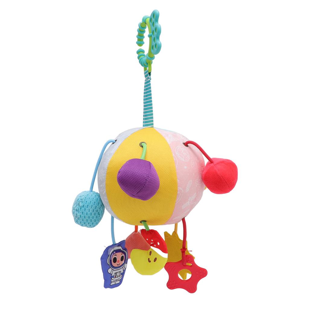 Baby Sensory Toy Grab Ball Rattle Geometric Pattern Cloth Ball Cartoon Hanging Toy for Baby Bed and