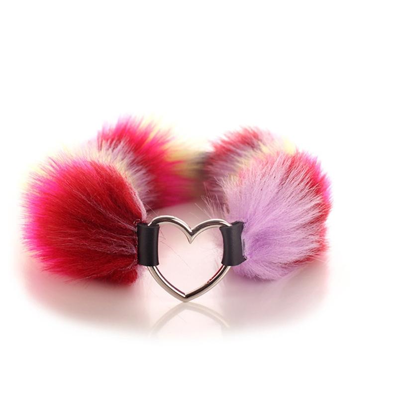 3 Pcs Multi-Size Butt Plug with Faux Fo-x Tail, Plush Ear Hair Clip and Collar for Role Play Costume Prop Drop