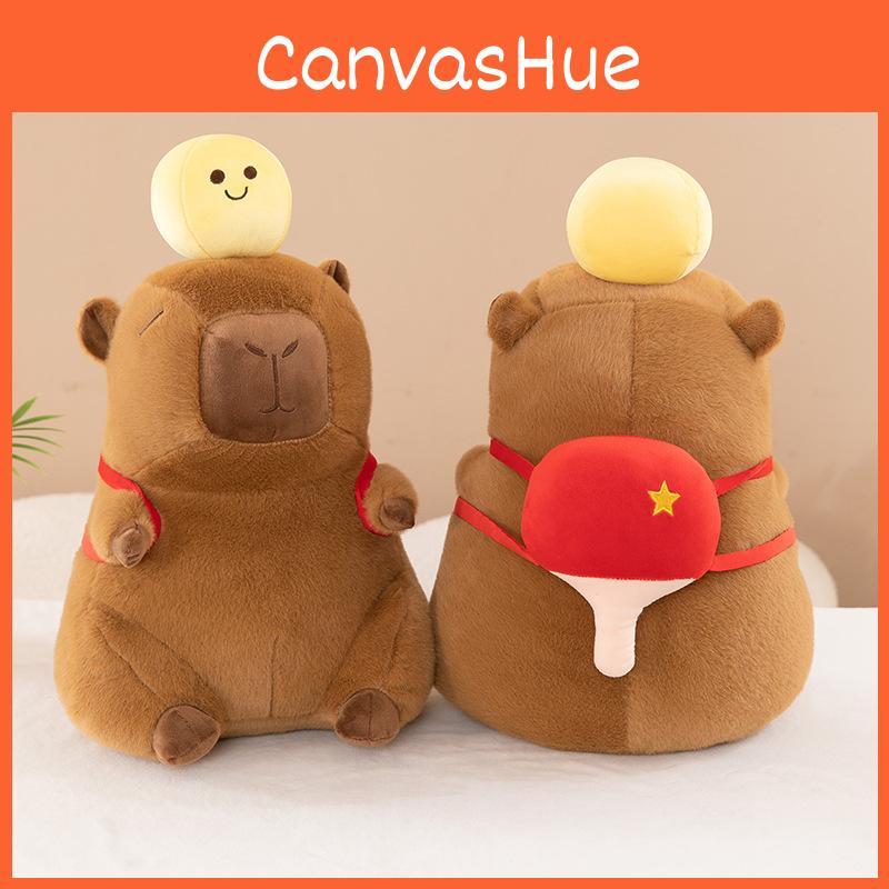 Table Capybara Tennis Backpack Plush Toy Cartoon Children Birthday Gift Doll