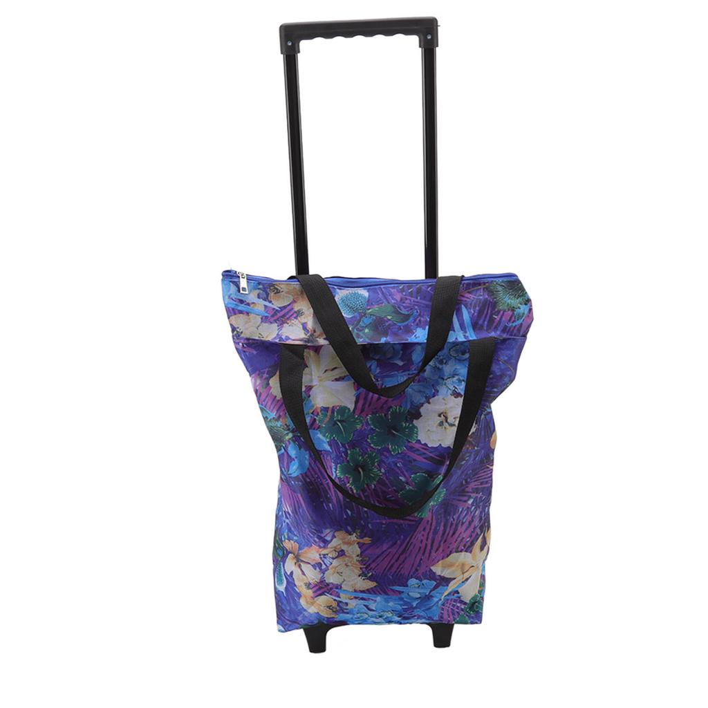 Shopping Cart 600D Oxford Cloth Steel Pipe Washable Foldable Cart with Wheel Fit for Camping Short Trip