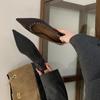 2025 new high-heeled light-mouth foot suit suede versatile commuter work woven women's single shoes