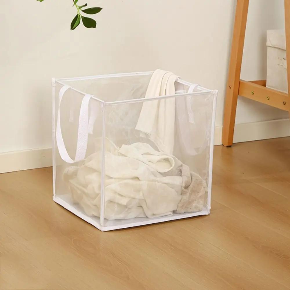 Large Capacity Mesh Laundry Basket Single/Double Layer with Handles Foldable Laundry Bag Square Sundries Toys Storage Bag