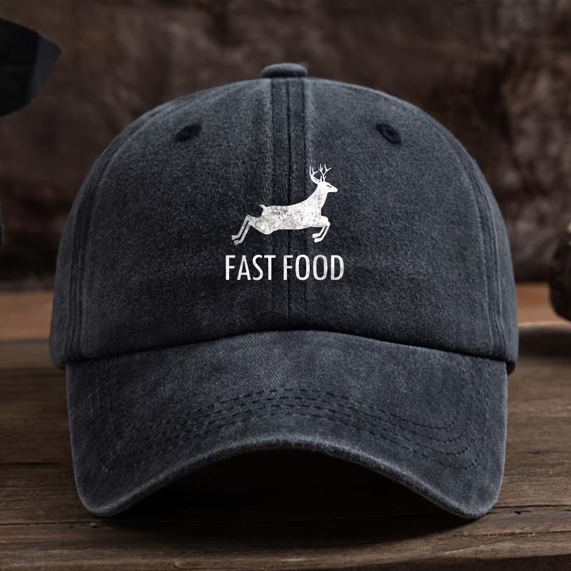 

Кепка с принтом FAST FOOD Унисекс Шляпа для улицы Модная Универсальная Кепка с козырьком Тренд чёрный