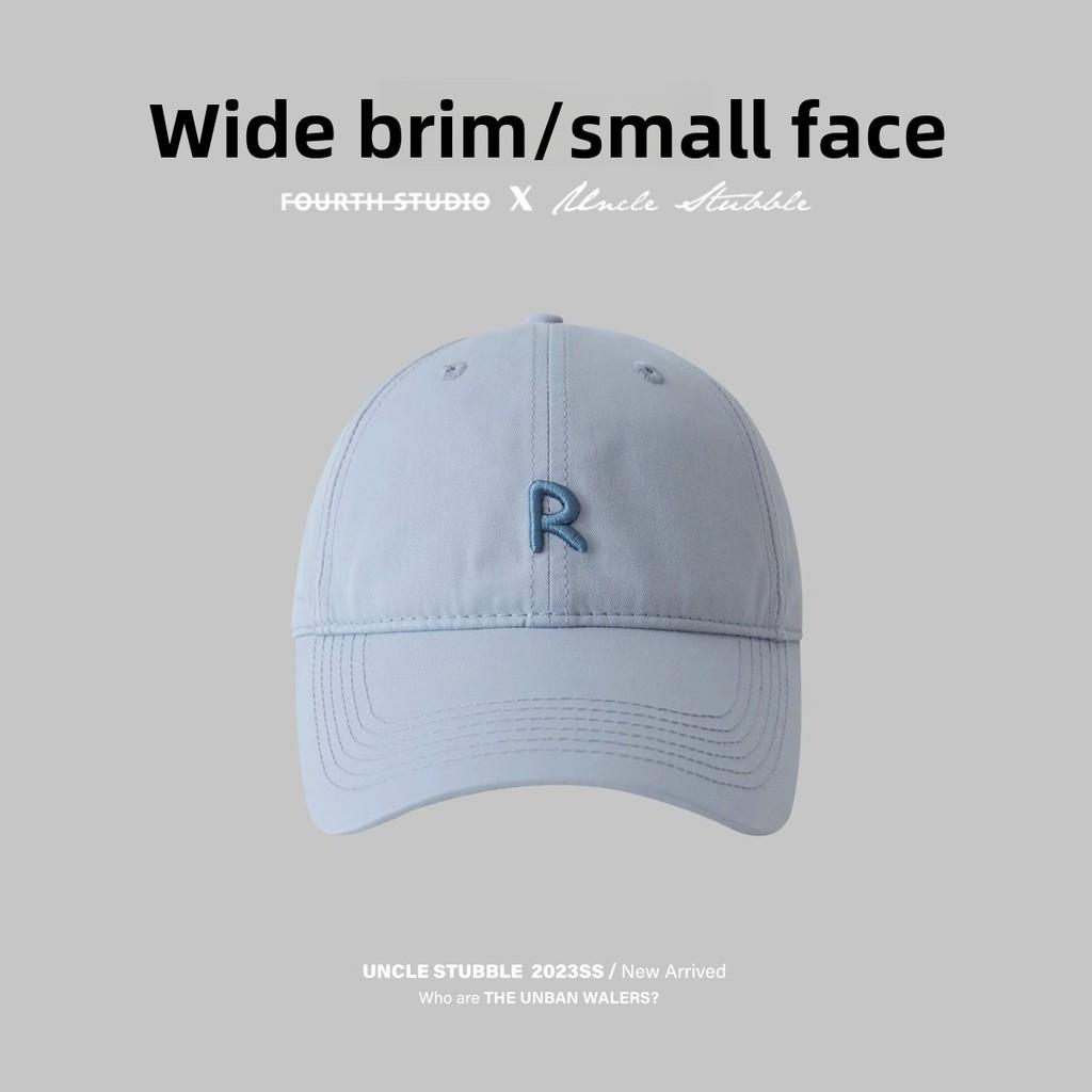Cotton Baseball Cap With Wide Brim And Embroidered Letters For Summer Sun Protection