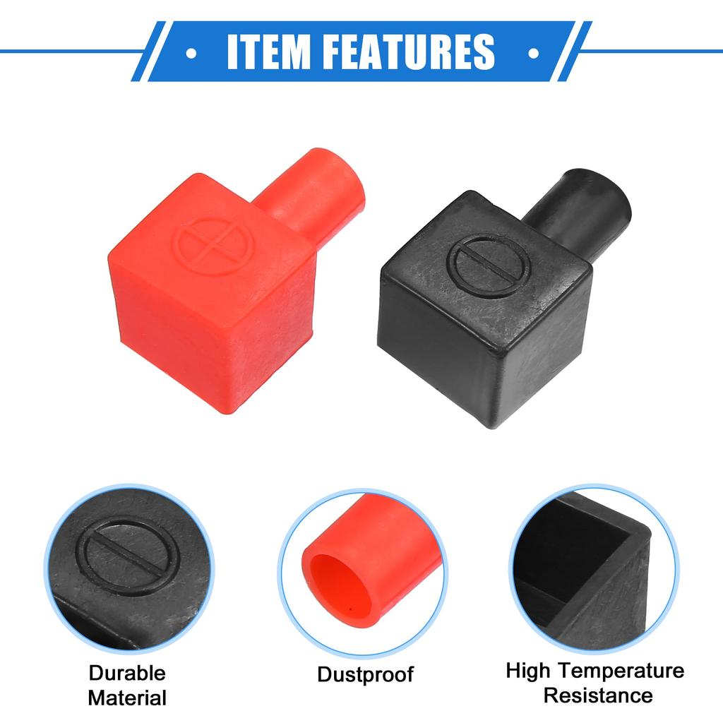 VekAuto 3 Pairs 30mm Length 7mm 0.28" Car Terminal Post Cap for Motorcycle Truck Marine PVC Red Black