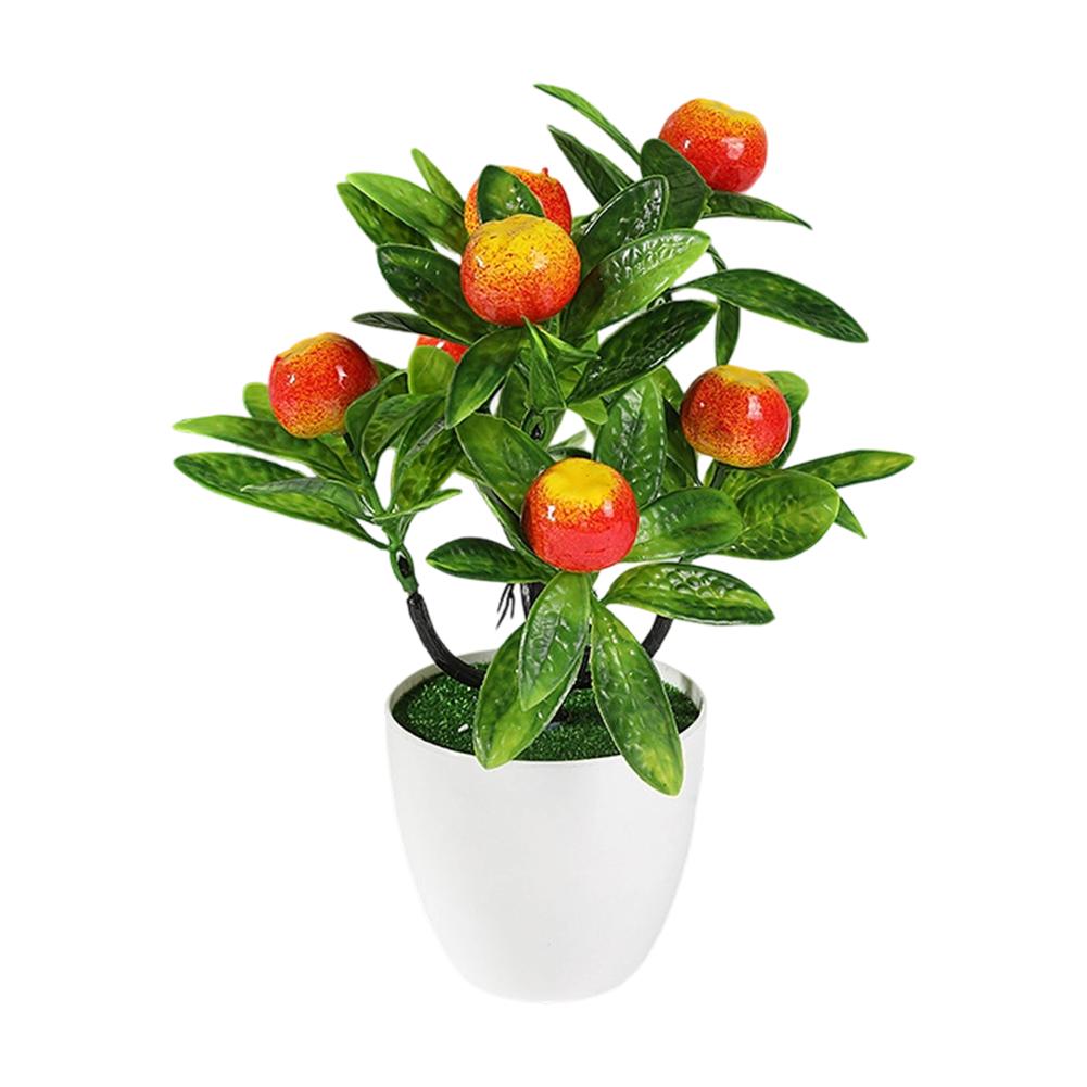 1Pc Artificial Fruit Tree Potted Fake Flowers Plant Outdoor Yard Garden Balcony Plant Potted Home Floral Decor