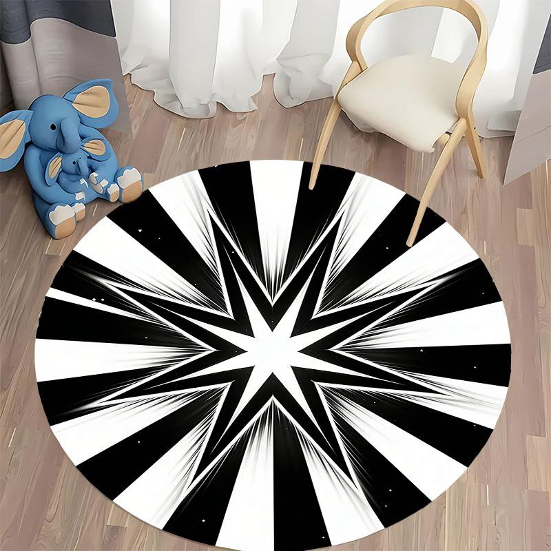Free shipping Striking Black and White Starburst Circle Rug for Modern Living Spaces round carpet for home sofa bedroom,gift