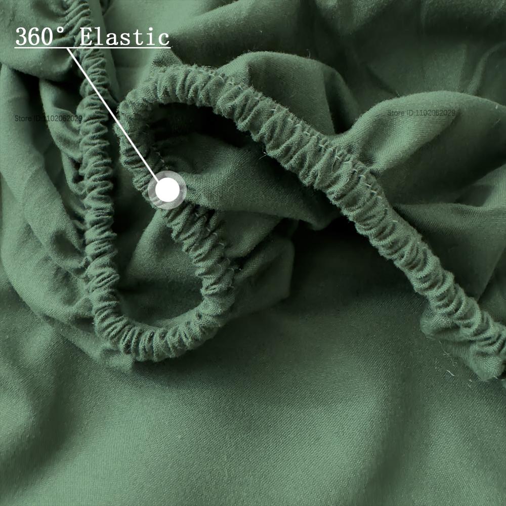 Fitted Sheet Soild Color with Elastic Band Non Slip Adjustable Mattress Cover for Double King Queen Bed