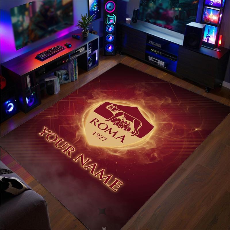 Crystal Velvet Rug AS Roma Print Custom Name Text Floor Mat Home Decor