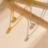 Gold Plated Double Layer Ball Teardrop Necklace, Stainless Steel Minimalist Choker, Waterproof Dainty Jewelry for Women Gift