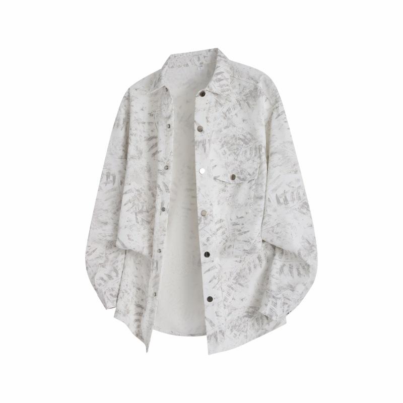 Herbst Herren Lässiges Lockeres Langarmhemd Herren Langarm Revershemd Jacke
