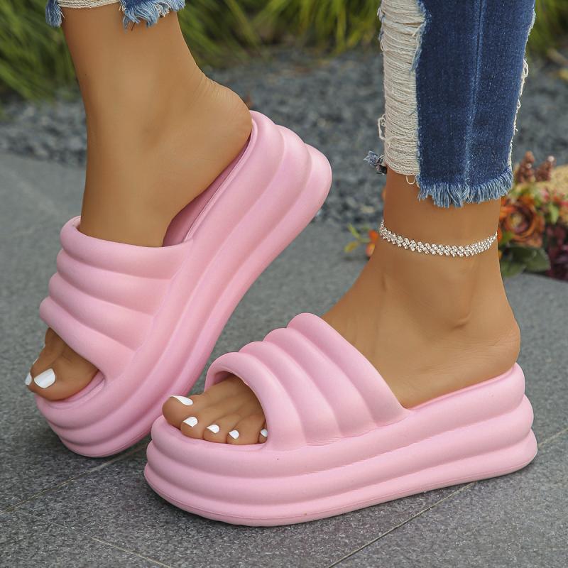 Fashion Rimocy Women's Chunky Platform Slippers Pink 2024 Summer Thick Bottom Sandals Woman Soft Open Toe Eva Beach Flip Flops Females