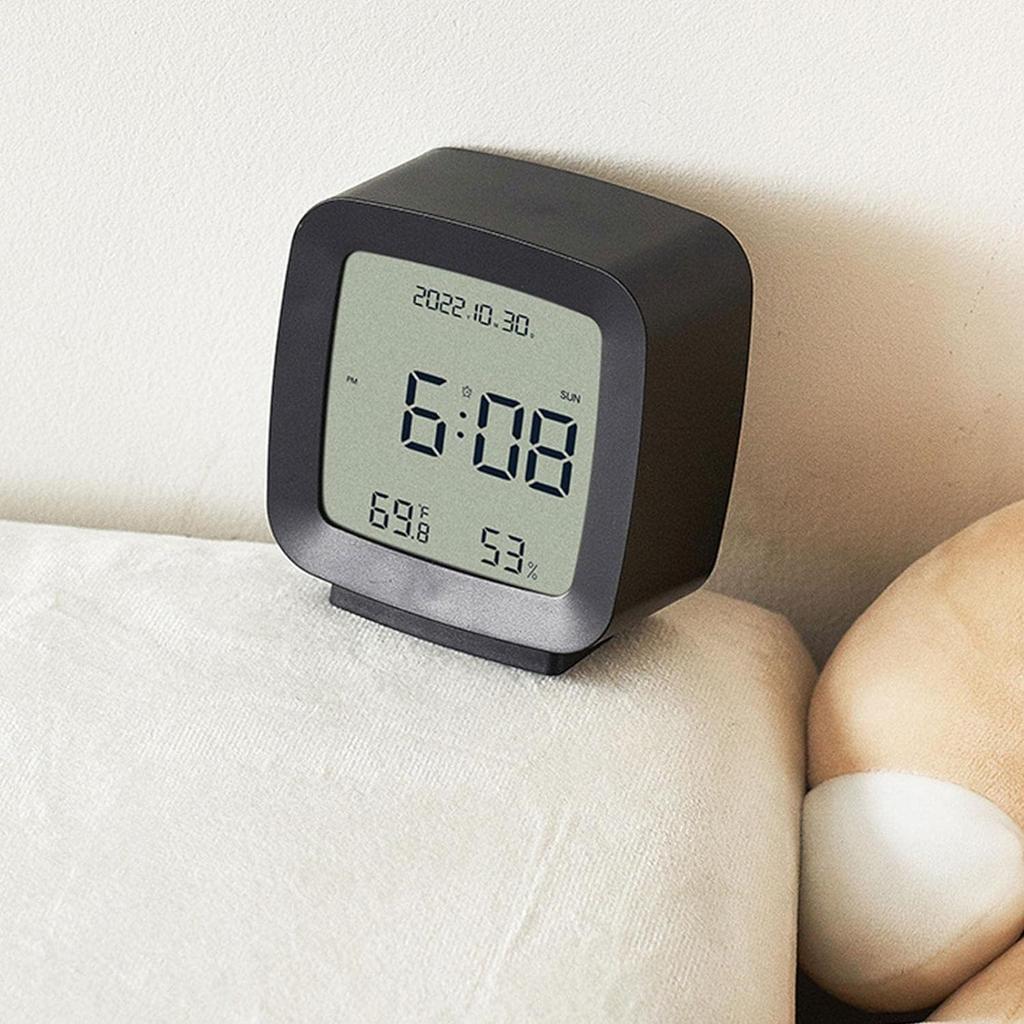Ceas cu alarmă digital Ceas de noptieră cu lumină de noapte, afișaj pentru temperatură și umiditate, control vocal