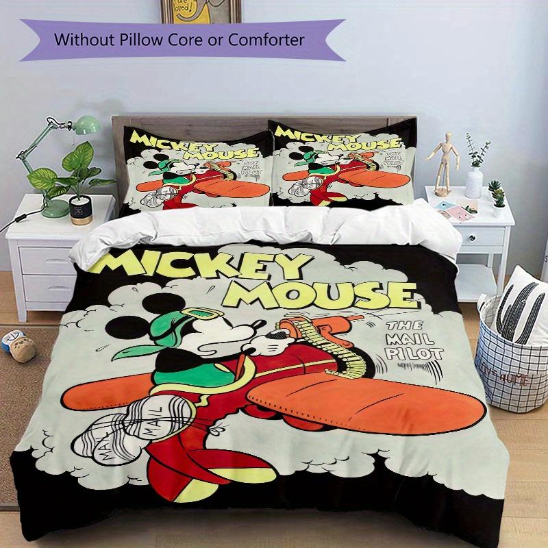 3pcs Mickey Mouse Mail Pilot Quilt Set Soft and Comfortable Bedroom, Guest Room and Dorm Decor Bedding Set Q063