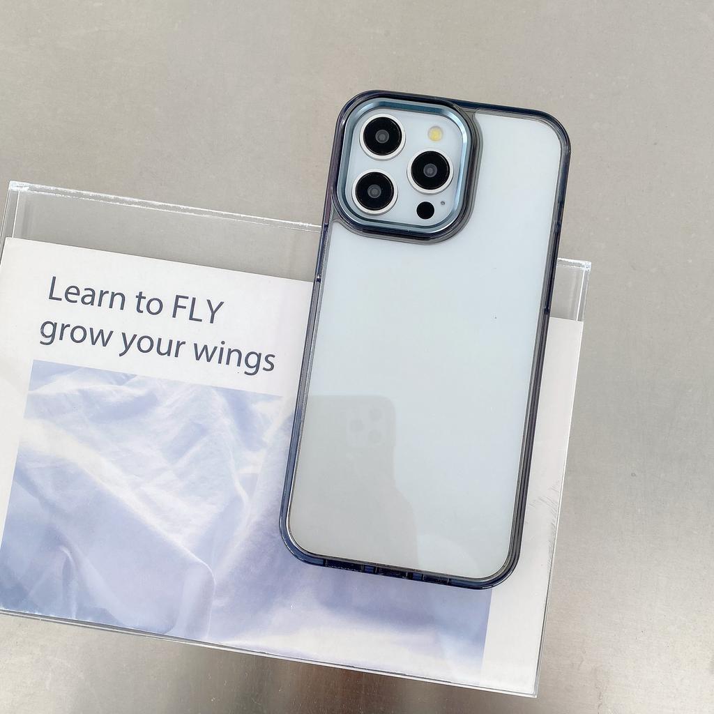 Metal lens frame phone cases are suitable for the iPhone 17 Pro Max drop-proof large hole 16 Pro groove acrylic 15P