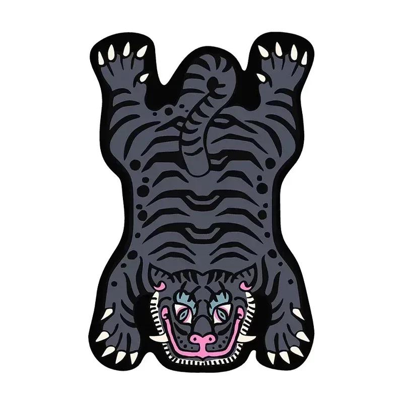VIKAMA Creative Cartoon Tiger Rug Cute Animal Living Room Children's Bedroom Bed Blanket Home Decor Non-Slip Entrance Doormat