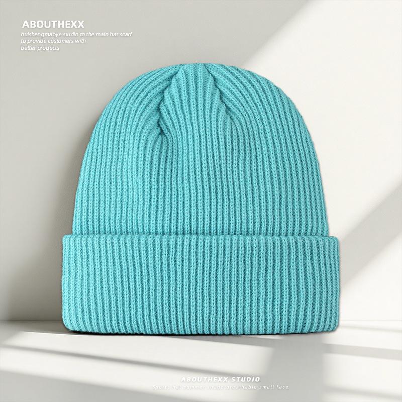 Solid Color Simple Knitted Hat for Women Autumn and Winter Warm Woolen Hat New Pullover Hat  Versatile Cold Hat for Men