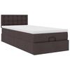 Ottoman Bed with Mattress Dark Brown 90 x 190 cm Fabric