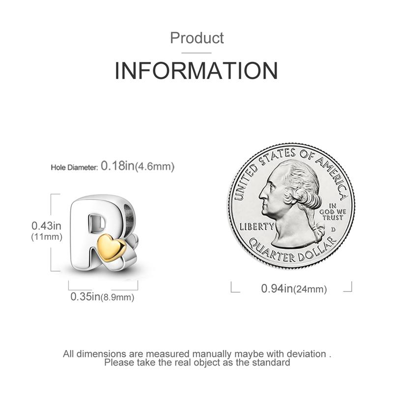 Charms Originale Heart English Alphabet Series Bead Fits Bracelets Necklace Women Charm Copper Luxury Diy Jewelry Gifts