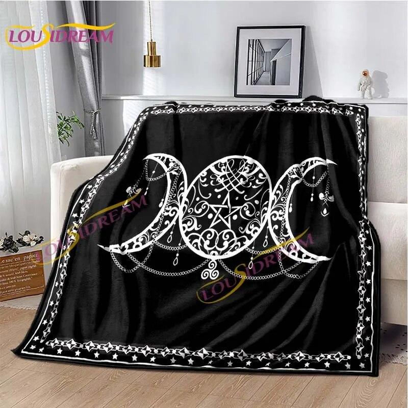 Magic Ouija Board Alphabet Blanket Witchcraft Pentagon Blanket for Bedroom Living Room Sofa Gothic Ouija Hand Flannel Blanket