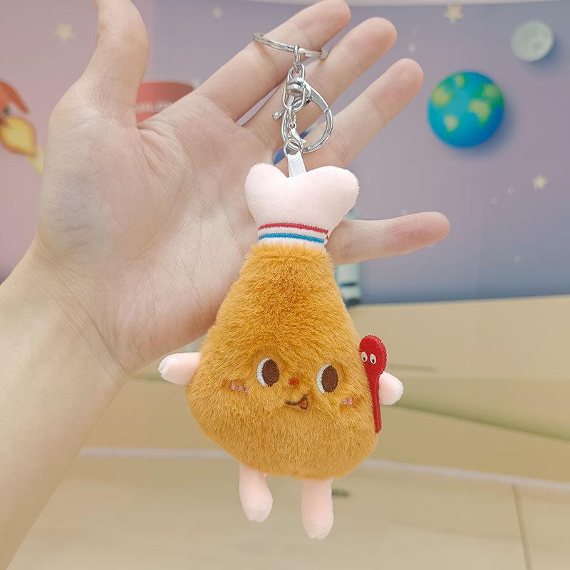 12cm Kawaii Essen Brot Hamburger Hund Pommes Plüschtier Weicher Gefüllter Plüsch Anhänger Schlüsselanhänger für Kinder Geschenke Spielzeug
