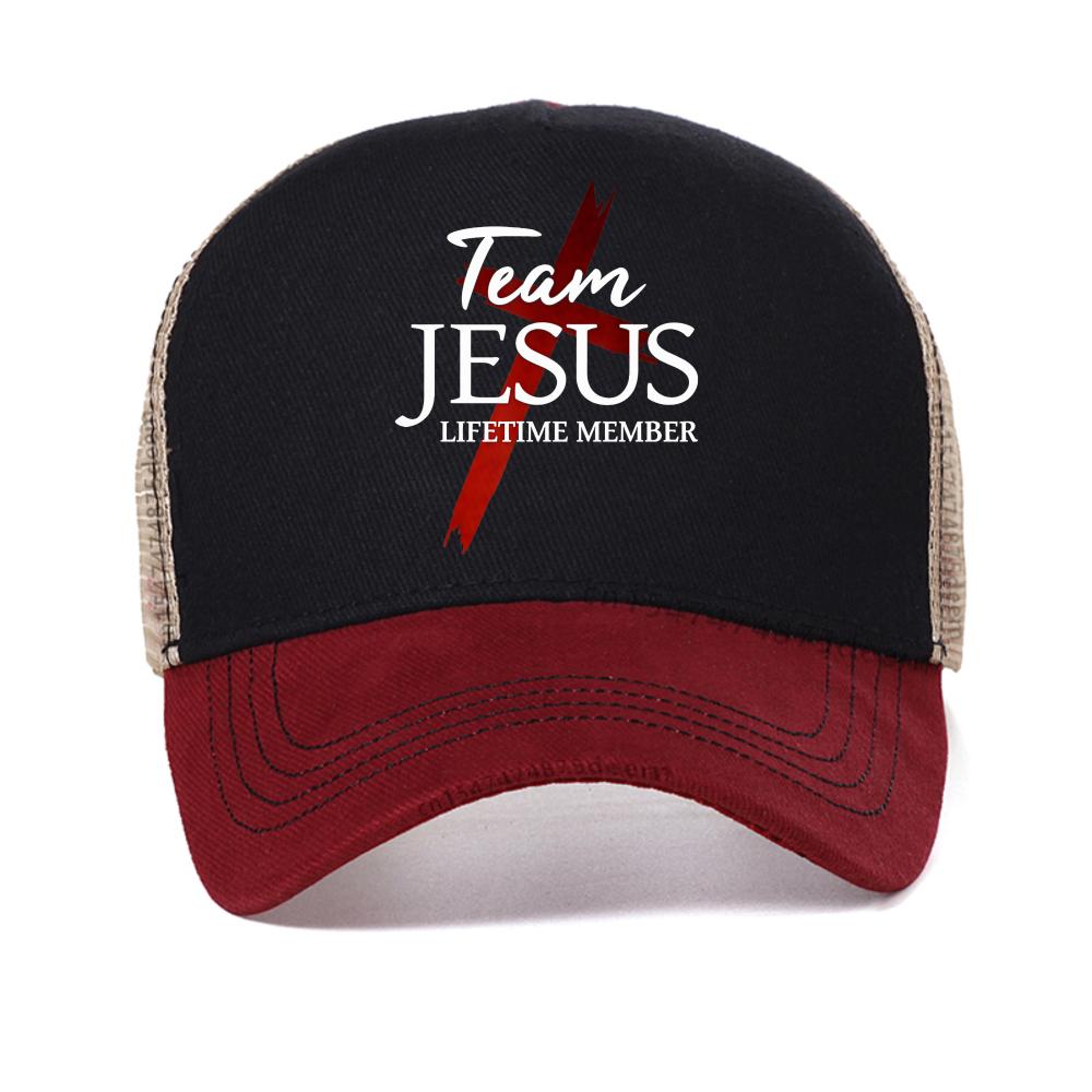 

Faith cap Team Jesus Lifetime Member Christian baseball cap Fashion Unisex Summer sun snapback hats mesh breathable Trucker hat Adjustable