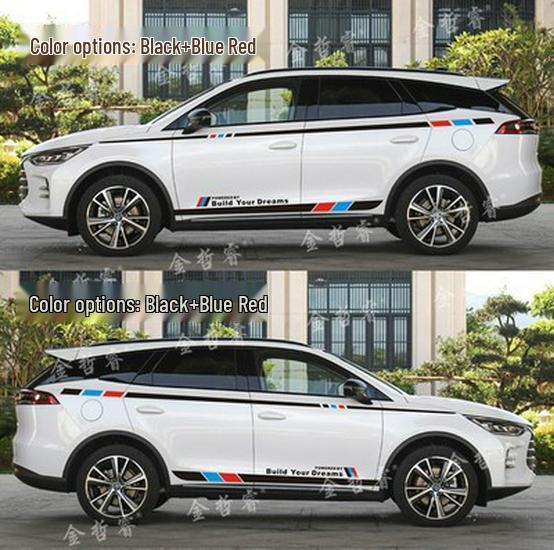 Samolepky na auto BYD Qin PLUS/Song PRO/Han Tang: Barevné pruhy na pas pro ozdobu těla