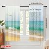 2pcs 2D Flat Printing Curtain Jesus Prayer Beach Ocean Polyester Without Electricity Festive Curtains Use for Door Wall Yard