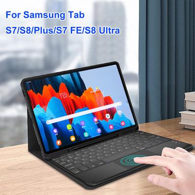 Husa din piele cu tastatura Bluetooth pentru Samsung Galaxy Tab S7 FE S8 Plus Husa tableta Husa cu tastatura fara fir pentru Tab S6 Lite A8 A9 Plus Husa rezistenta la socuri