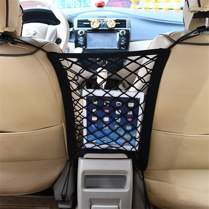2/3 Layer Car Storage Net Bag Between Seats Car Divider Pet Barrier Stretchable Elastic Mesh Bag Organizer Auto Accessories